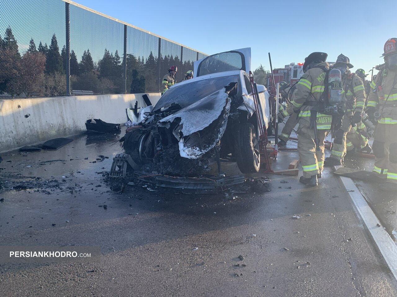 آتش سوزی تسلا مدل اس