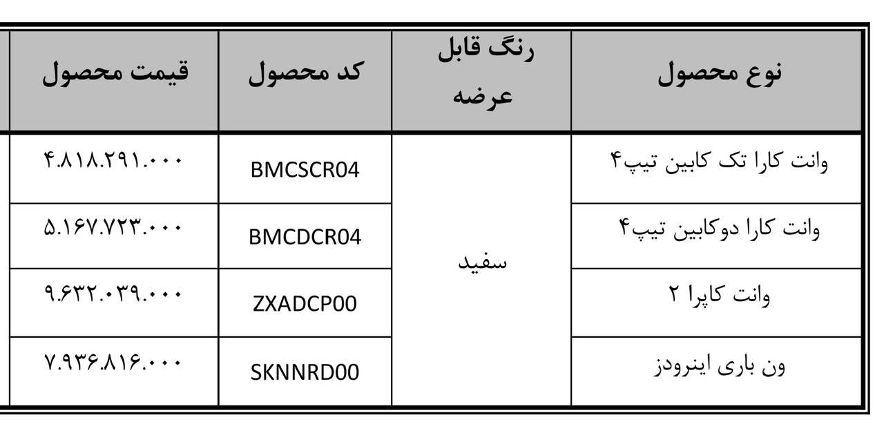 قیمت جدید وانت کارا تک کابین و دوکابین