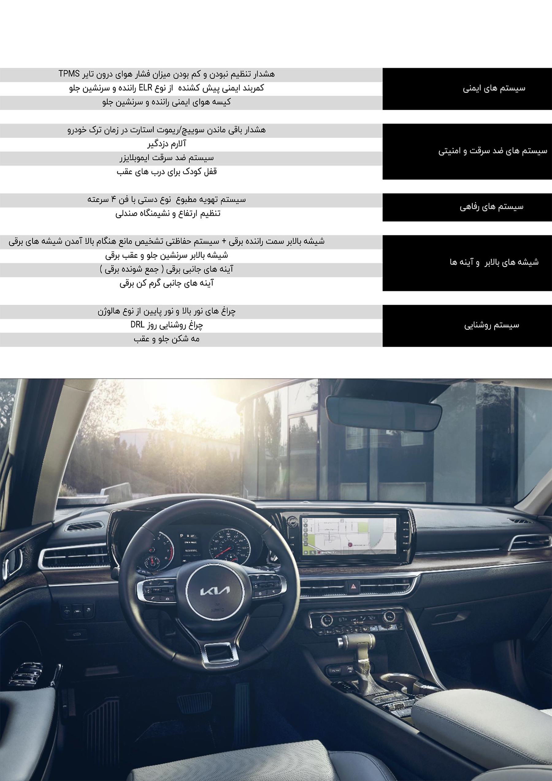 مشخصات فنی کیا