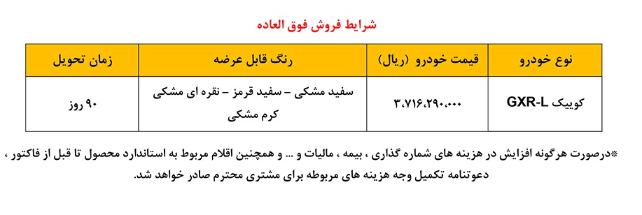 قیمت خودرو کوییک GXR