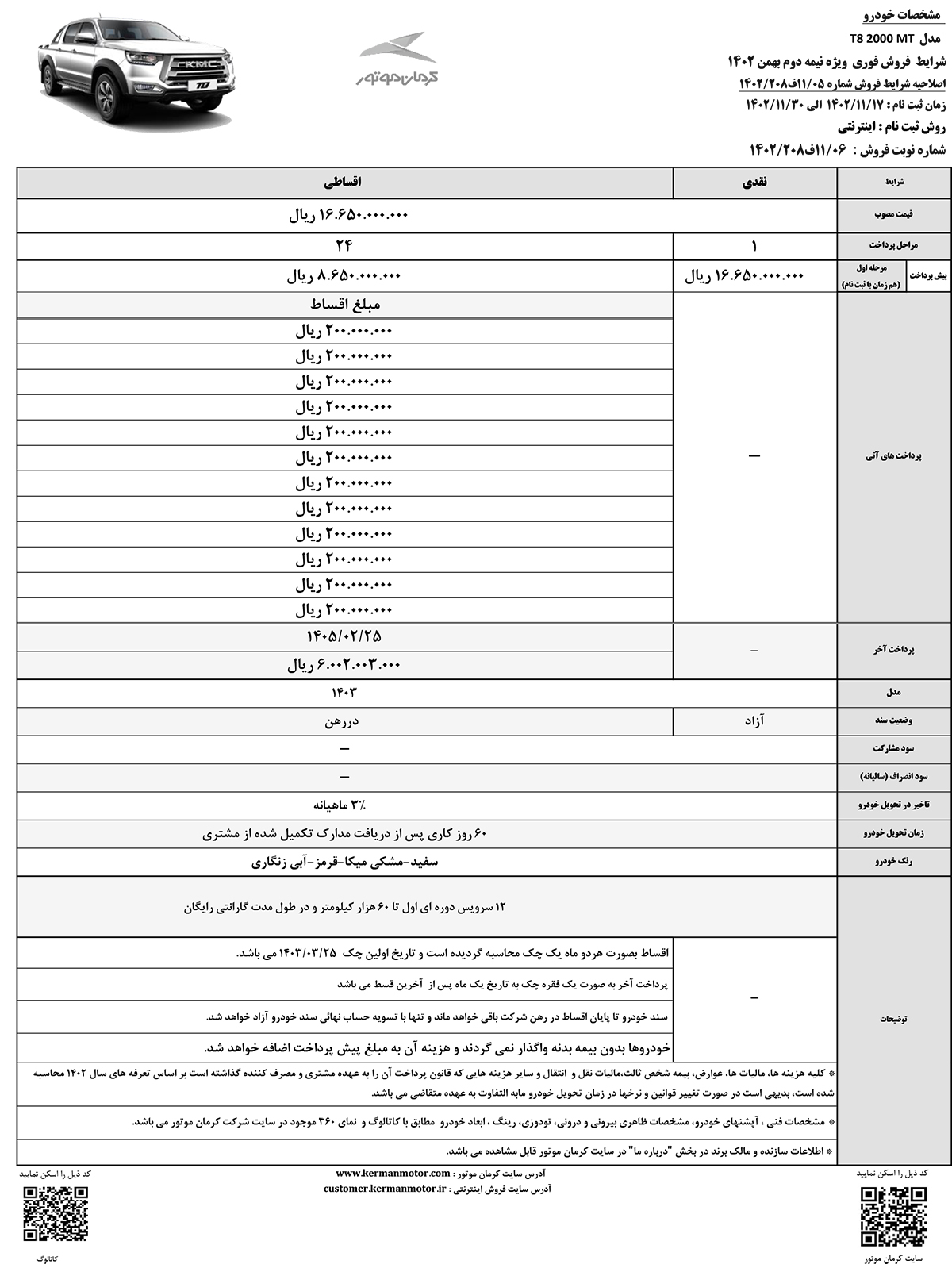 شرایط فروش تی 8