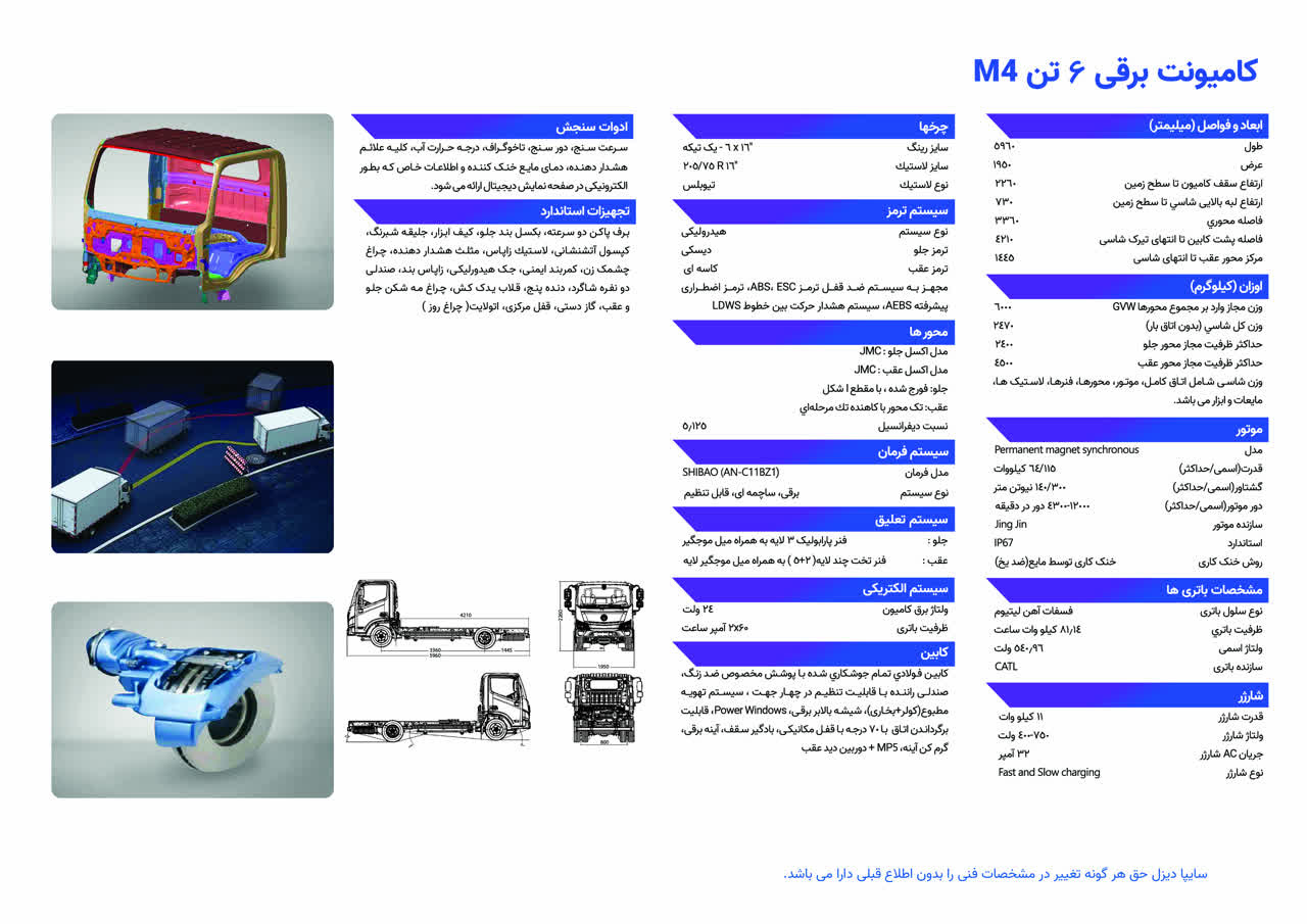 کاتالوگ کامیونت برقی 6 تن M4