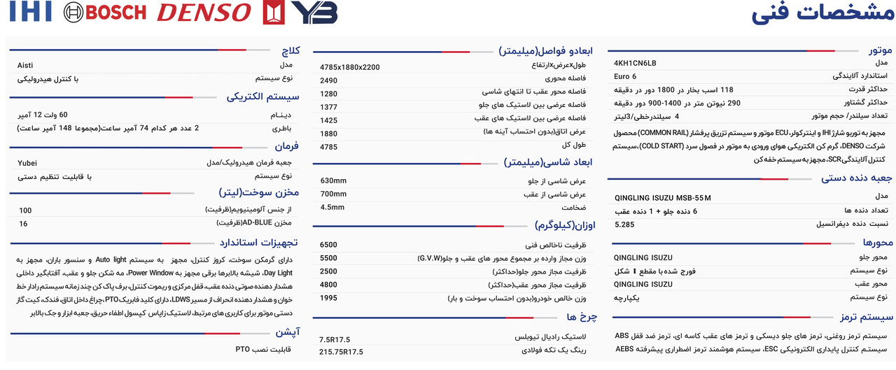 کاتالوگ کامیونت ۵.۵ تن دافران