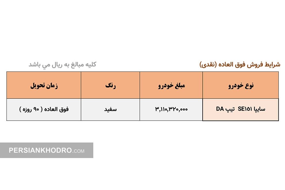 فروش خودرو سایپا 151
