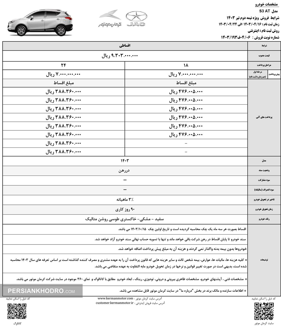 شرایط فروش اس3