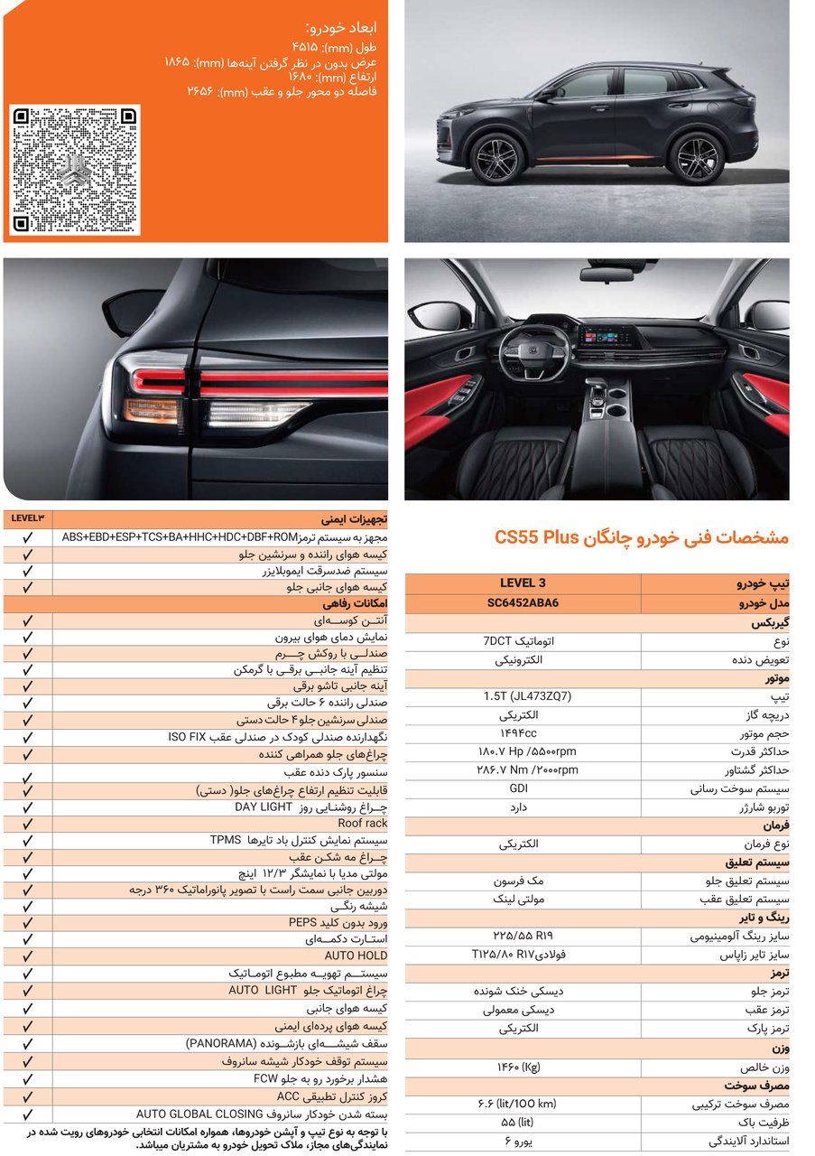 کاتالوگ رسمی خودرو چانگان CS۵۵ پلاس