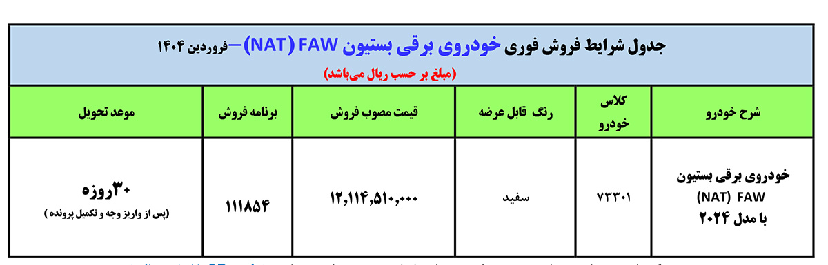فروش بستیون- فروردین ماه 1404