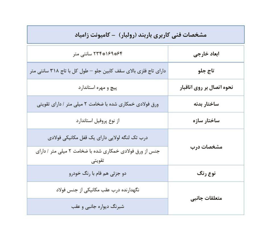 مشخصات فنی باربند وانت نیسان
