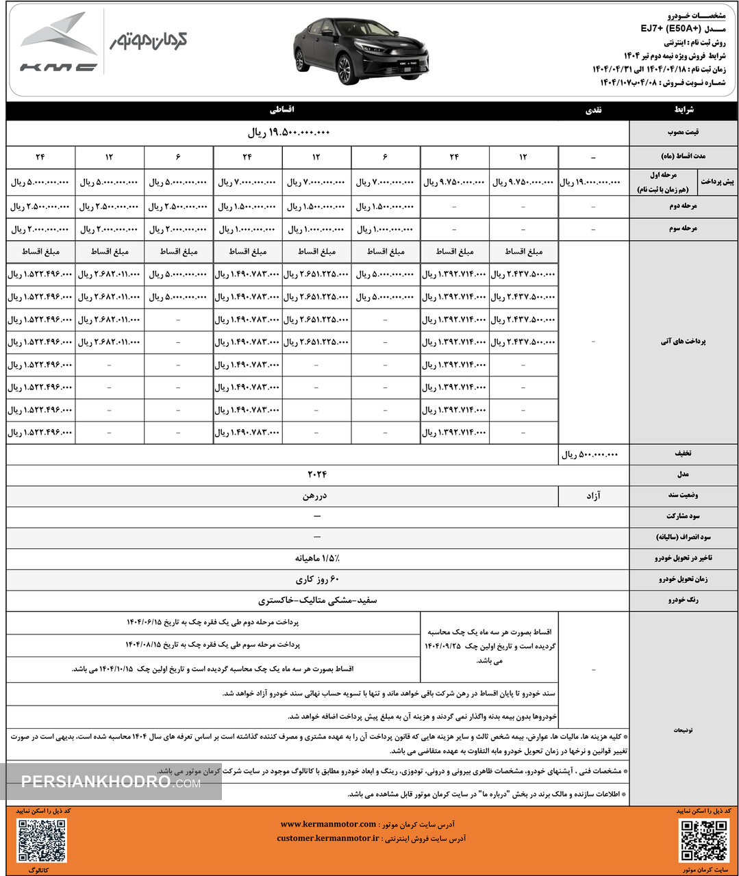بخشنامه فروش خودرو برقی EJ۷ پلاس-تیر1404