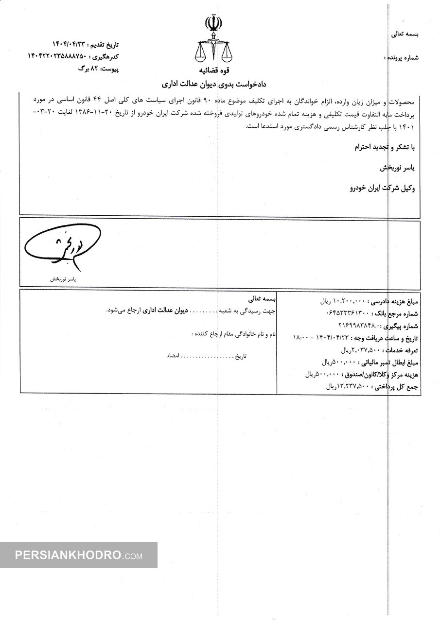 دادخواست ایران خودرو از دولت، وزارت صنعت و مرکز ملی رقابت