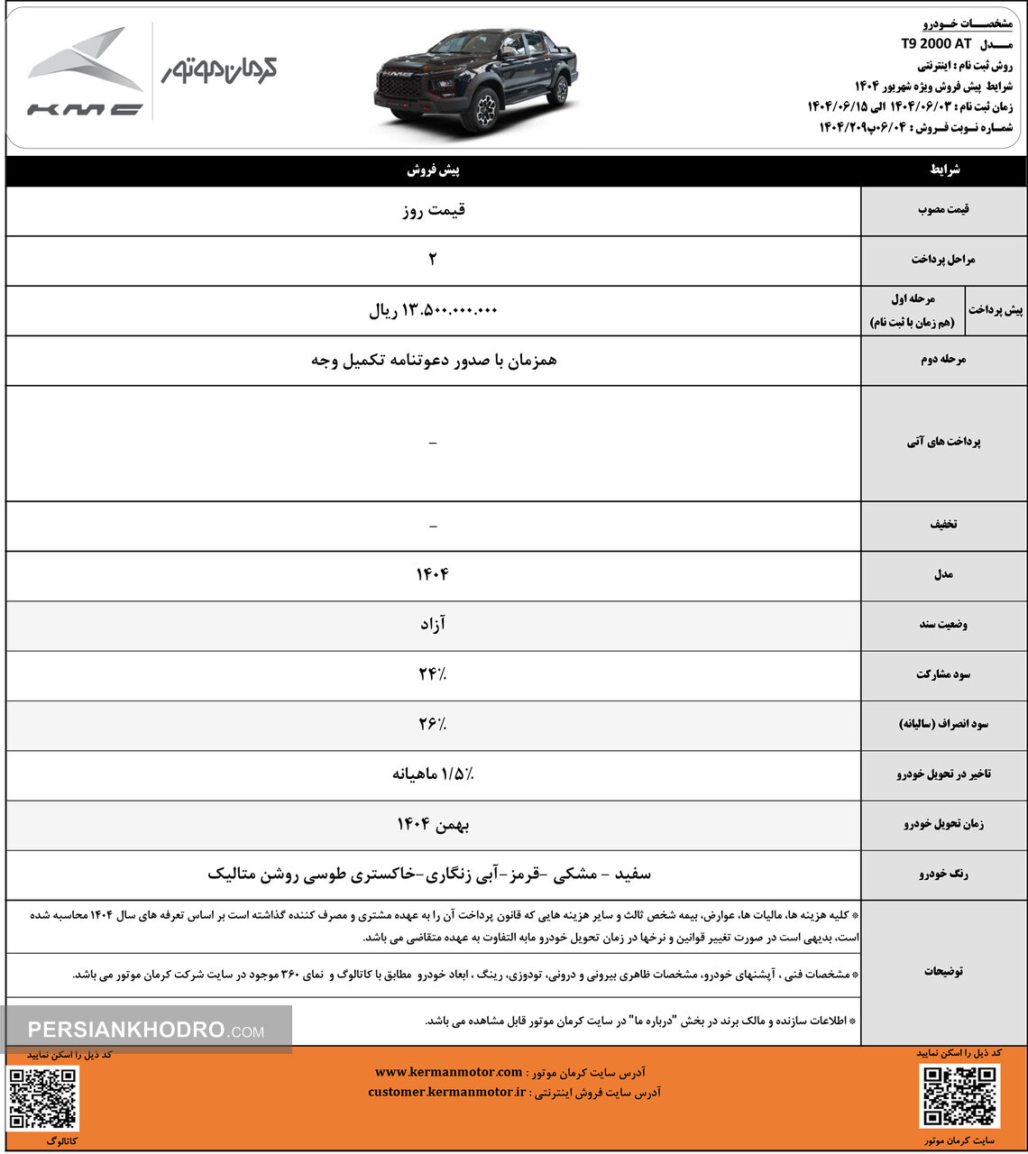 پیش فروش تی9- شهریور1404
