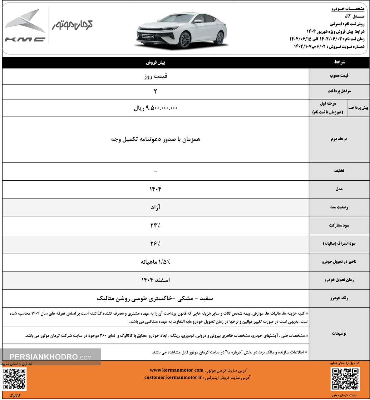 پیش فروش جی7- شهریور1404