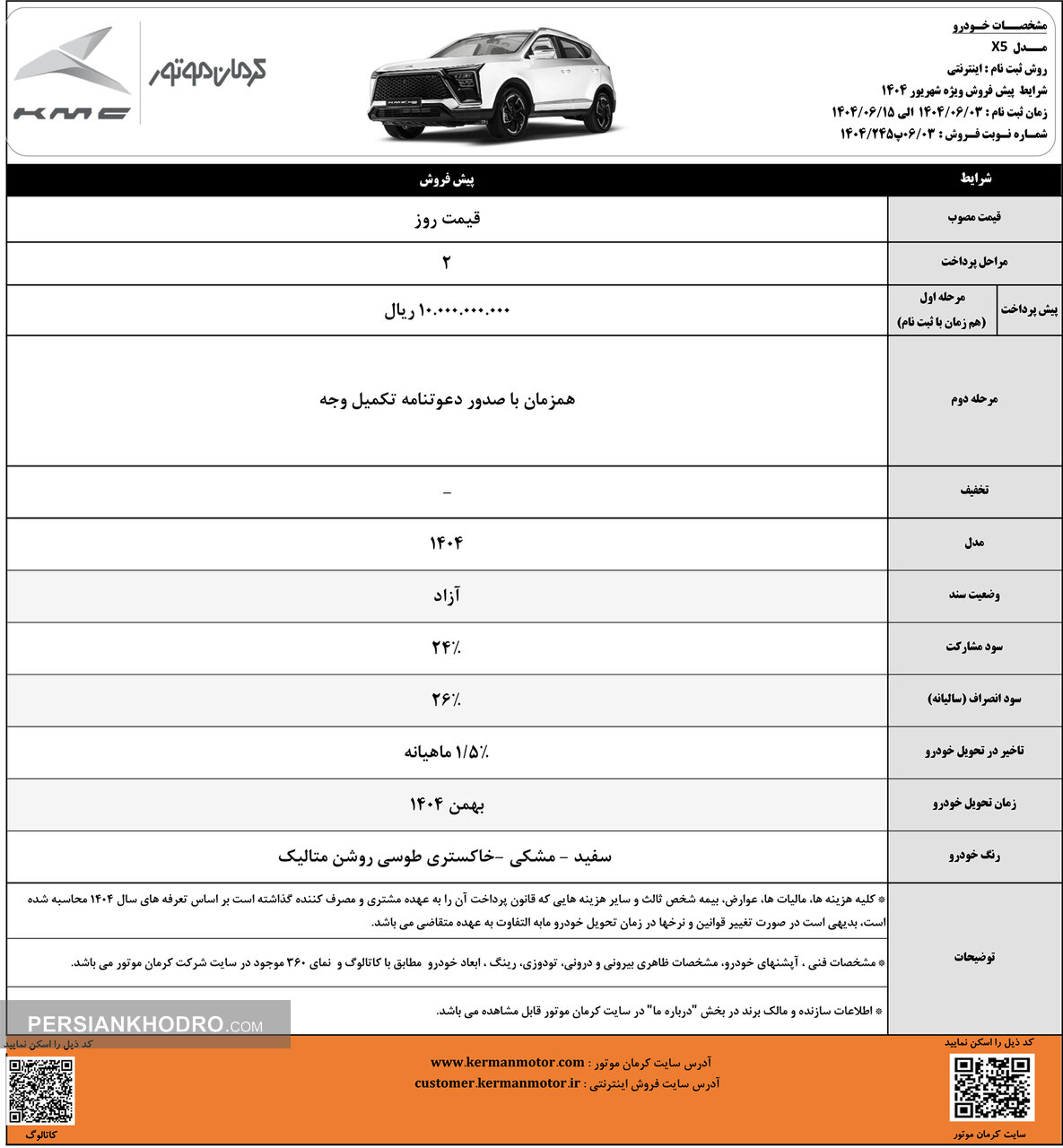 پیش فروش ایکس5- شهریور1404