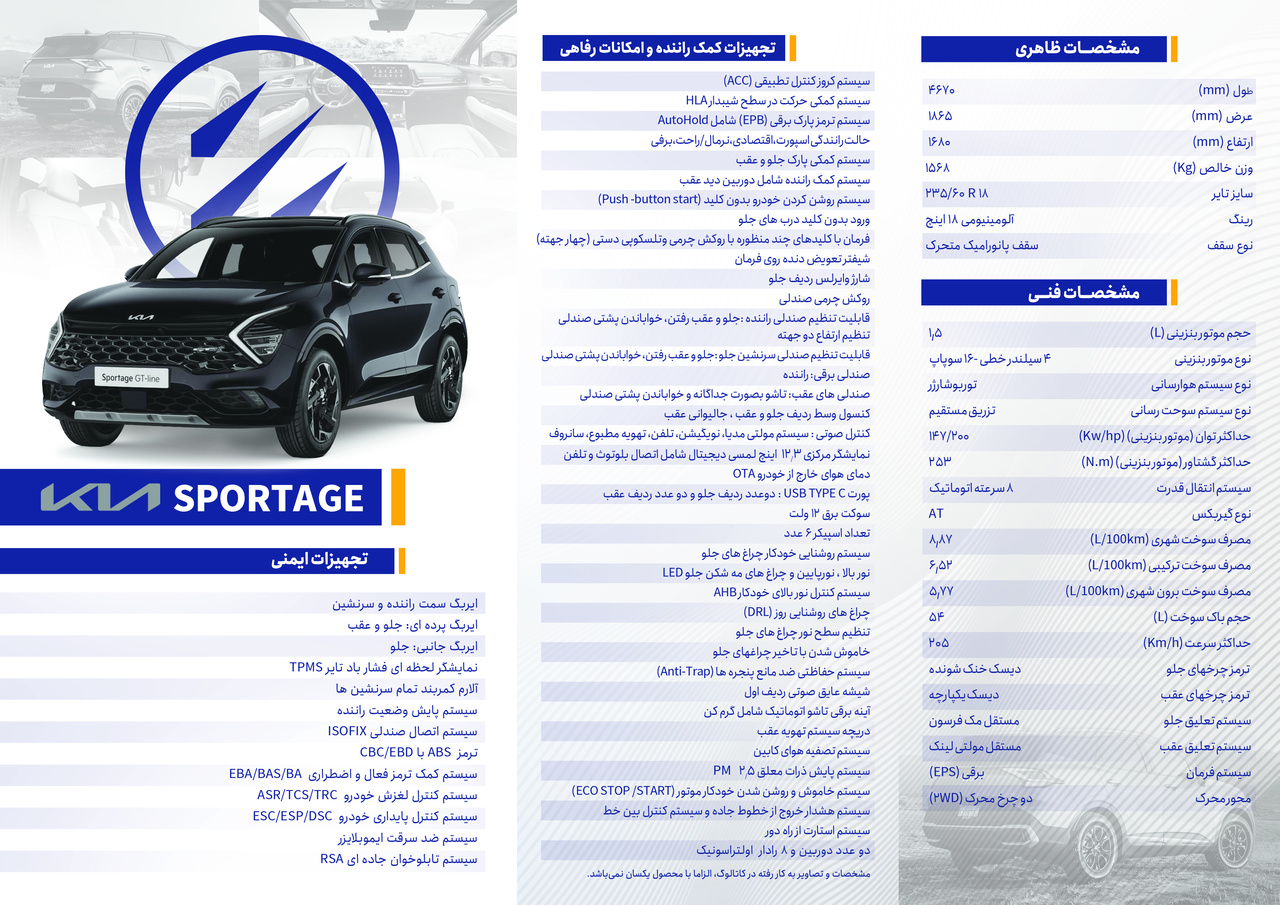 کاتالوگ کیا اسپورتیج برساووش