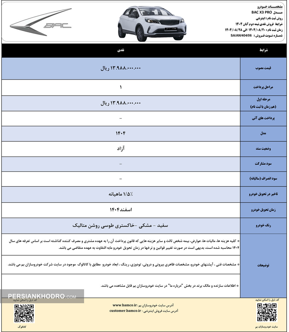 شرابط فروش X3 PRO - آبان 1404