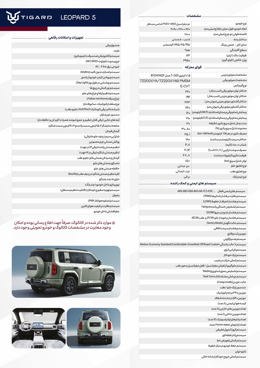 مشخصات فنی بیوایدی لئوپارد 5