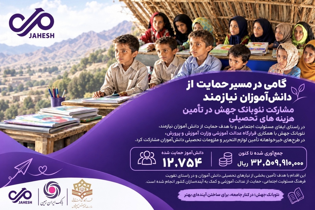 حمایت از ۱۲ هزار دانش‌آموز کم‌برخوردار با مشارکت نئوبانک جهش در طرح «کارت نشاط»