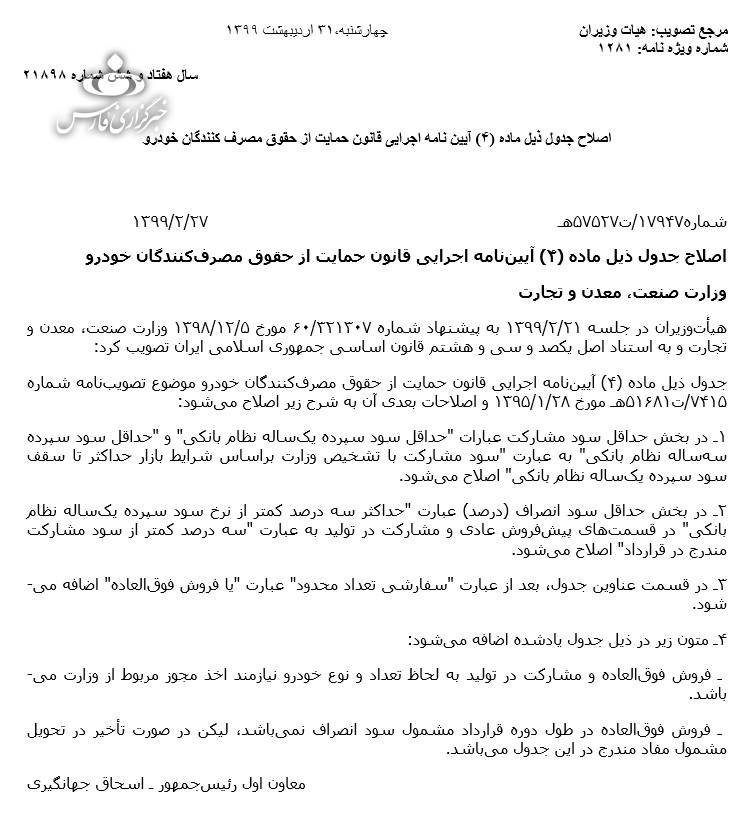 اصلاحیه آیین نامه قانون حمایت از حقوق مصرف کنندگان