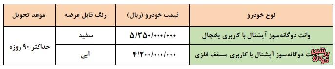 جزییات فروش وانت زامیاد