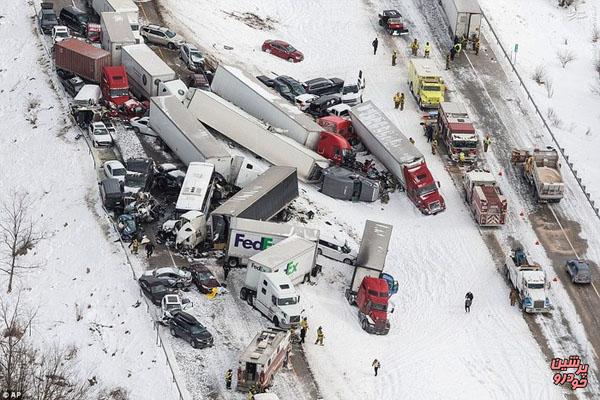 برف سنگین در جاده‌های آمریکا قربانی گرفت