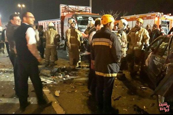  تصادف شدید در بزرگراه شهید یاسینی تهران