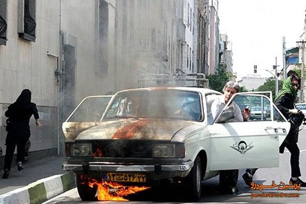 آتش گرفتن تاکسی +تصویر