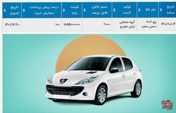 ۲۰۰۰ دستگاه پژو ۲۰۷ دستی در بورس کالا عرضه می شود