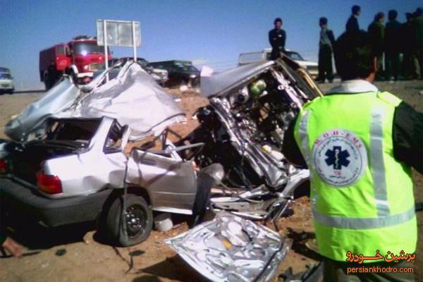 برخورد مرگبار سه خودرو در جاده کن