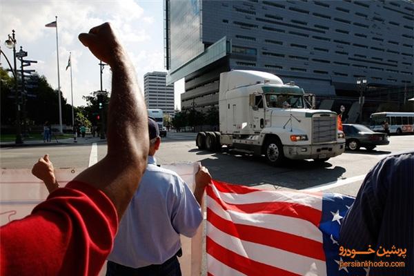 اعتراض رانندگان کامیون در واشنگتن+تصویر