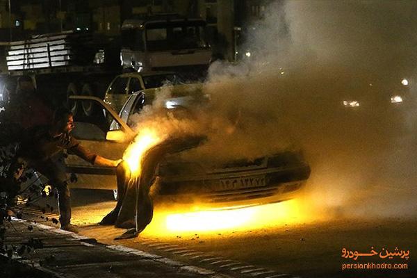 آتش گرفتن زانتیا در تهران+تصاویر