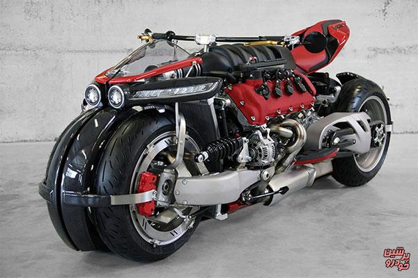 موتور سیکلت با پیشرانه ی مازراتی 8 سیلندر