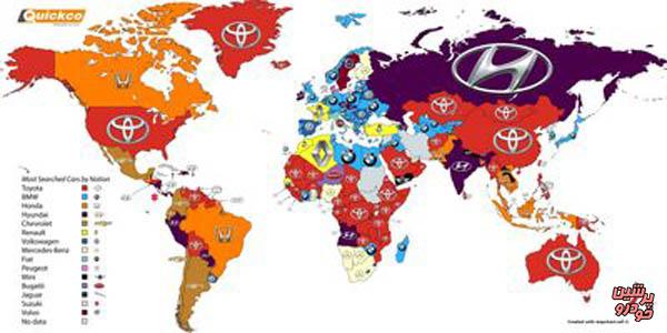 برندهای محبوب هر کشور در جستجوی اینترنتی کدام است؟ +نقشه