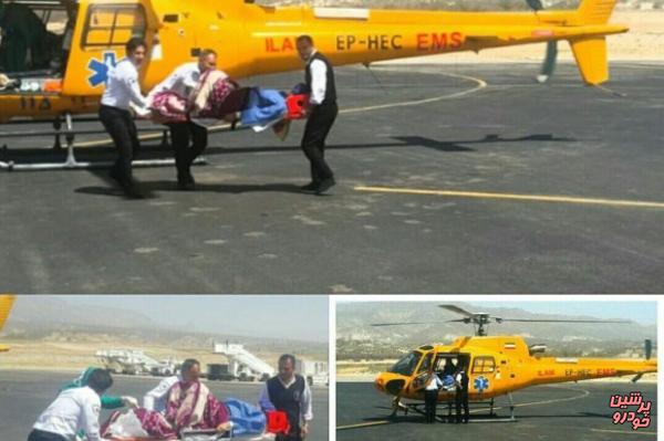 انتقال هوایی مصدوم تصادف رانندگی جاده مهران به بیمارستان ایلام