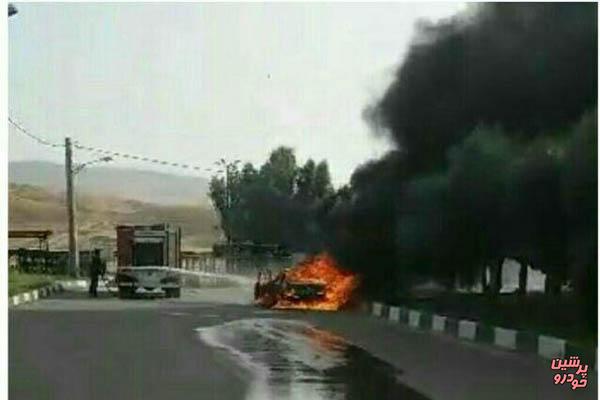 آتش گرفتن سمند به علت شدت گرما در دره‌شهر