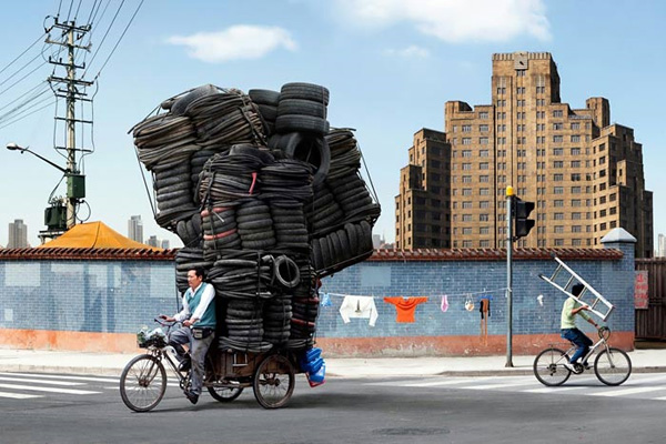 روش حمل تایر خودرو در چین+تصویر